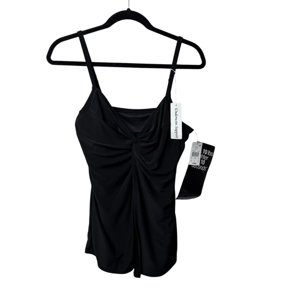 Miraclesuit LOVE KNOT Twist Front Underwire Tankini SwimSuit Top Black SZ 12 NWT - Picture 9 of 10
